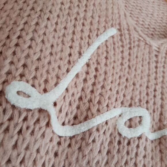 ELAN "Love" V-neck Pullover Knit Sweater Top Light Pink Sz M - Picture 7 of 15